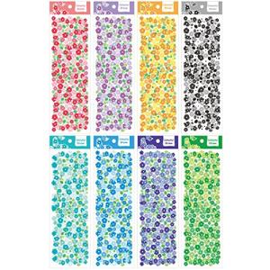 moin moin シール 8種8枚 セット 花 フラワー 小花 大量 デコレーション キラキラ ラメ リボン 透明 カラフル 小さめ 推し色/