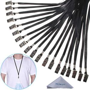 ネックストラップ 首掛け 平紐 ナイロン製 軽量 社員証 名札 スタッフ イベント用 鰐口クリップ付き 30本組 ブラッ