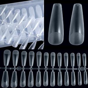 COLORBIRD ネイルチップ 超薄 ロング ミディアム 自然なフィット感 強靭 艶消 密着 高耐久 透明 クリア (バレリーナL 504pc