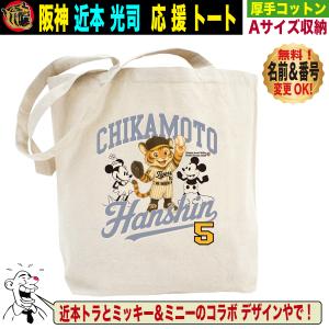 阪神タイガースグッズ バッグ トートバッグ 応援 近本光司 優勝記念 名入れ 背番号変更可 人気 A4サイズ キャンバス