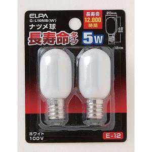 エルパ(ELPA) ナツメ球ロング 電球 照明 E12 5W ホワイト G-L10NB(W)｜jsukoyaka