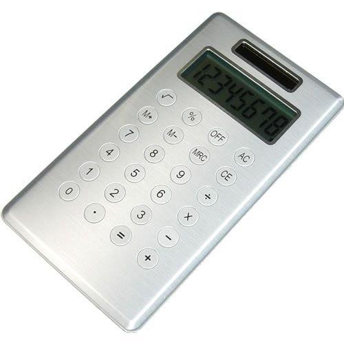モトデザイン 8桁表示電卓 アルミソーラーカリキュレーター MA-194（シルバー） 厚さ4mm 送...