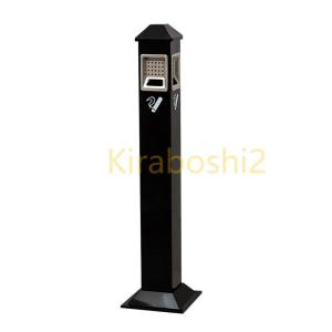 スタンド 灰皿 ふた付、ステンレス鋼煤柱防風垂直たばこバットポスト、屋外ファミリーホテル用 XJJUN (Color : Black Size : 26x26x112cm)｜jtec-shop