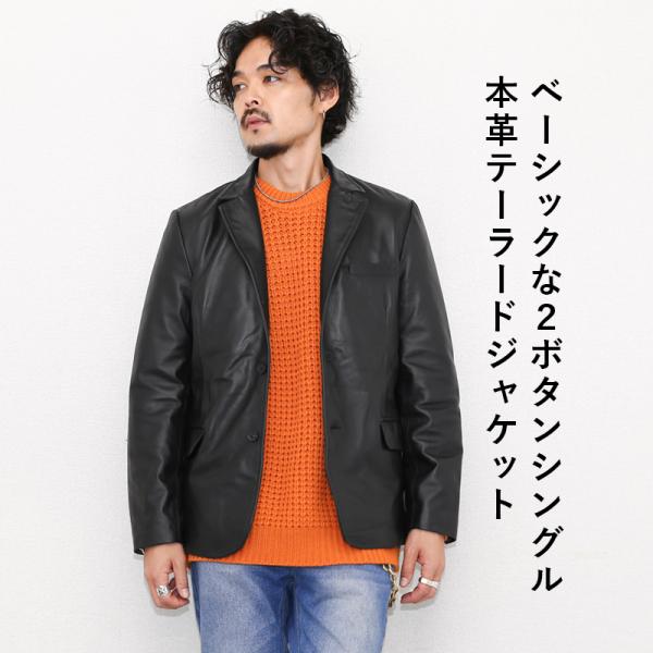 レザージャケット テーラード 革ジャン ラムレザー ブラック M-XLサイズ L1300