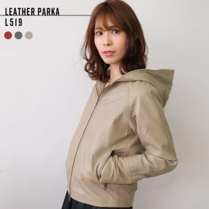 ラムレザーパーカー ユニセックス 本革 フード レザージャケット