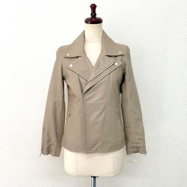 アウトレット 訳ありレザージャケット ダブルライダース アウター 本革 革ジャン ラムレザー グレー...