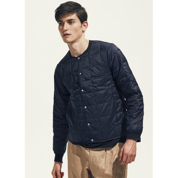 インナー ダウンジャケット クルーネック ボタン メンズ ブラック TAION タイオン スタッフサ...