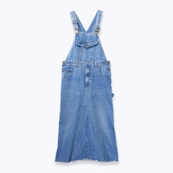 一点もの ユーズドリメイク デニムオーバーオール ロングワンピース サロペットスカート レディース ...