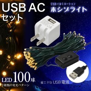 ((USB充電器付))USBイルミネーション ホシゾライト（電球色）+ USB AC 白 セット｜jttonline