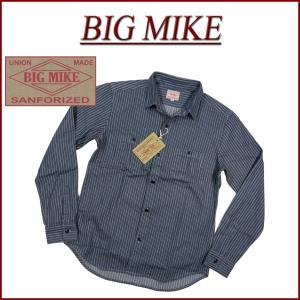 BIG MIKE ビッグマイク 復刻 日本製 肉厚 ヒッコリーストライプ 長袖 ワークシャツ 101815005｜JTWO