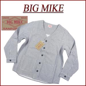 BIG MIKE ビッグマイク 復刻 長袖 ヒッコリーストライプ ヘビーフランネル カーディガン 102236102｜JTWO