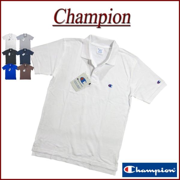 Champion チャンピオン 定番 無地 ワンポイント刺繍 半袖 鹿の子 ポロシャツ C3-Z35...