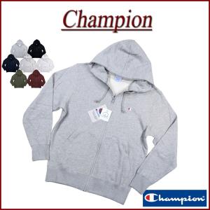 Champion チャンピオン USAコットン トリコロールタグ ワンポイント刺繍 裏毛 無地 ジップ スウェットパーカー C3-W104