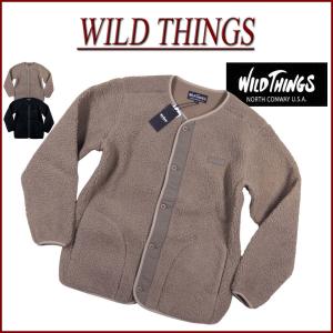 WILD THINGS ワイルドシングス フラッフィー パイルボア ノーカラー カーディガン ジャケット WT21235KY｜jtwoshop