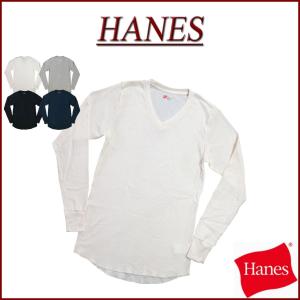 Hanes ヘインズ 無地 Vネック サーマル ロンT HM4-G502