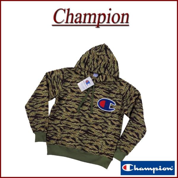 Champion チャンピオン ビッグロゴ タイガーカモフラージュ プルオーバー スウェットパーカー...