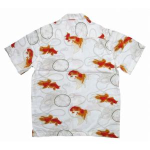 金魚 鼓 半袖 レーヨン100% 和柄 アロハシャツの詳細画像2