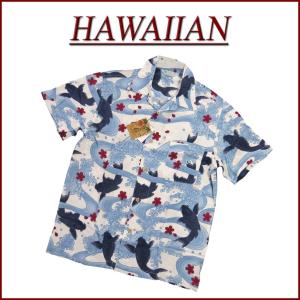 大鯉流水 舞桜 半袖 和柄 レーヨン100% アロハシャツ メンズ