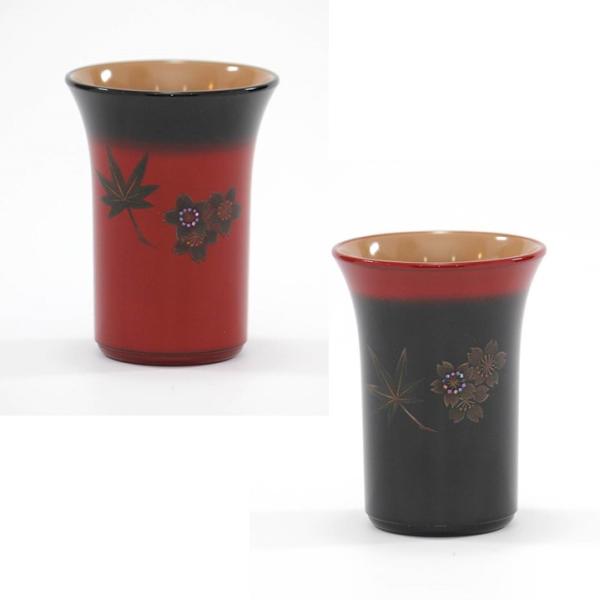 漆器 カップ ご当地 山本漆器店 木乾ぼかしカップ 赤か黒 山陰工芸品 Pay-ymt-BKP