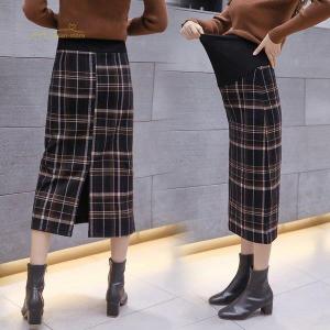 マタニティスカート チェック柄 ロングスカート