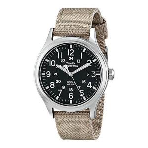 Timex T49962 Men's Expedition Scout Indiglo Night-Light Black Dial Tan Nylon Strap Watch｜juanmanue-l