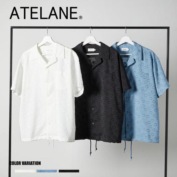 【ATELANE】シアーレースJQDフラワー柄裾絞れるオープンS/Sシャツ/全3色 トップス シャツ...