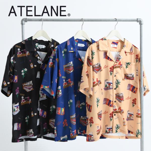 【ATELANE】スナック総柄S/Sオープンシャツ/全3色
