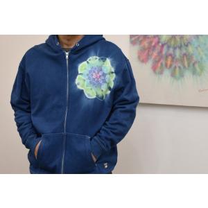 ASCENSION アセンション/ 藍染めタイダイプジップアップパーカー 曼陀羅染め　黒部の名水染め...