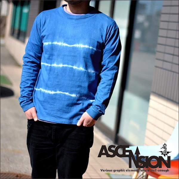 ASCENSION（アセンション）藍染めロングTシャツ【Indigo Border】as-482
