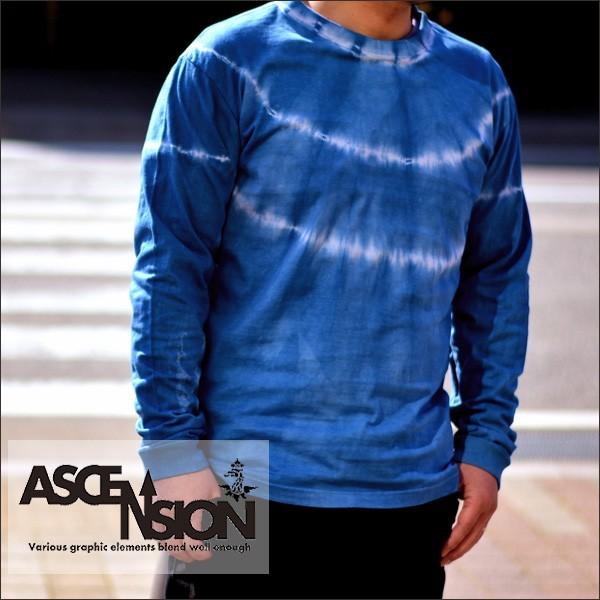 ASCENSION（アセンション）藍染めロングTシャツ【Aurora Border】as-483