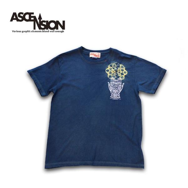 ASCENSION（アセンション）藍染め・曼荼羅 TEE「HAND」藍染めTシャツ メンズ  Tシャ...