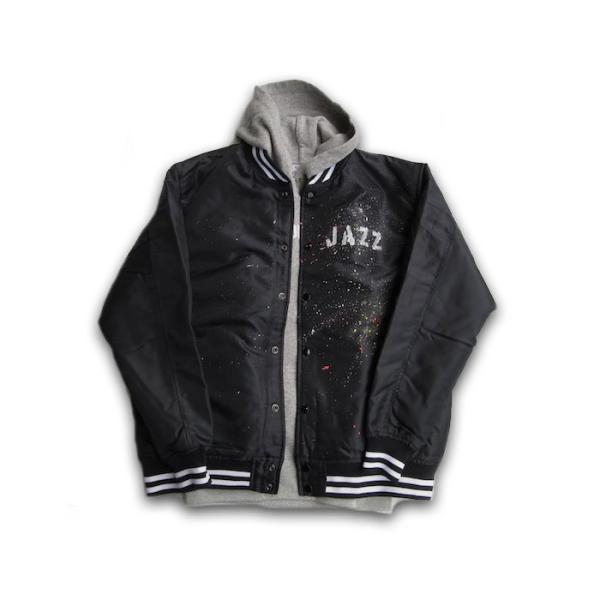 サテンスタジアムジャケット ASCENSION  ペンキダメージアート スタジャン スタジアムジャケ...