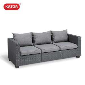 ガーデンソファ ラタン調 おしゃれ「3シーターソファ ケター（KETER） サルタ（Salta 3-SEATER SOFA 144924）」3人掛け ローソファー グラファイト
