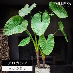 フェイクグリーン 大型「アロカシア 220cm シルカ（Silk-ka）」おしゃれ リアル 人工観葉植物 草花 インテリア グリーン クワズイモ