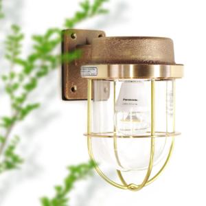真鍮 マリンランプ LED電球付 「R1号フランジゴールド」 屋外照明 ガーデンライト｜juicygarden