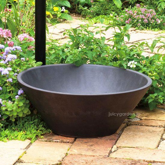 ガーデンパン 陶器 立水栓用 水受け お庭 金彩水鉢「水鉢 ブラック」