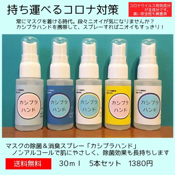 マスク除菌消臭剤　カシプラハンド　5本セット　携帯除菌剤　送料無料