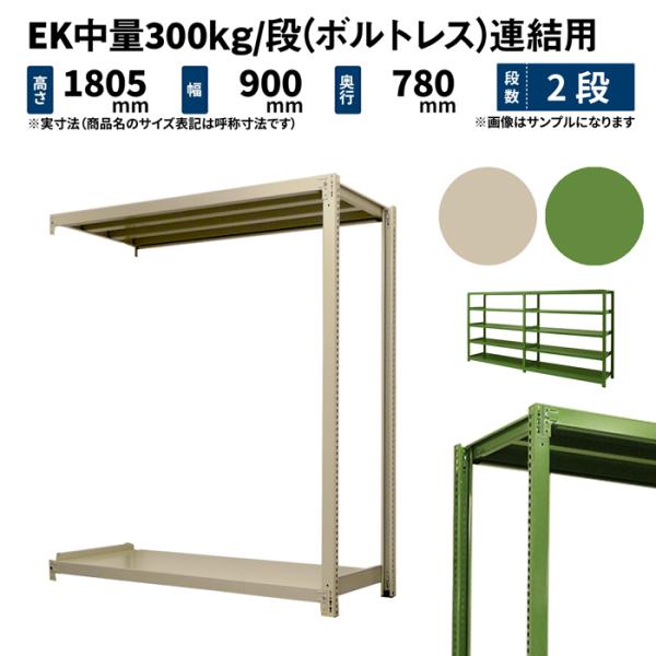 スチールラック スチール棚 業務用 高さ1800×幅900×奥行750mm 2段 連結 EK中量 3...