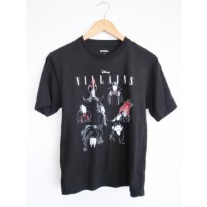 graniph グラニフ Tシャツ レディース ブラック 黒 綿100% ディズニーヴィランズ 半袖 クルーネック ベーシック型Tシャツ sizeS/6468640