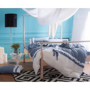 可愛い花柄布団カバー4点セット Bella16 ブルー (寝具カバー/ベッドリネン/掛け布団カバー/...