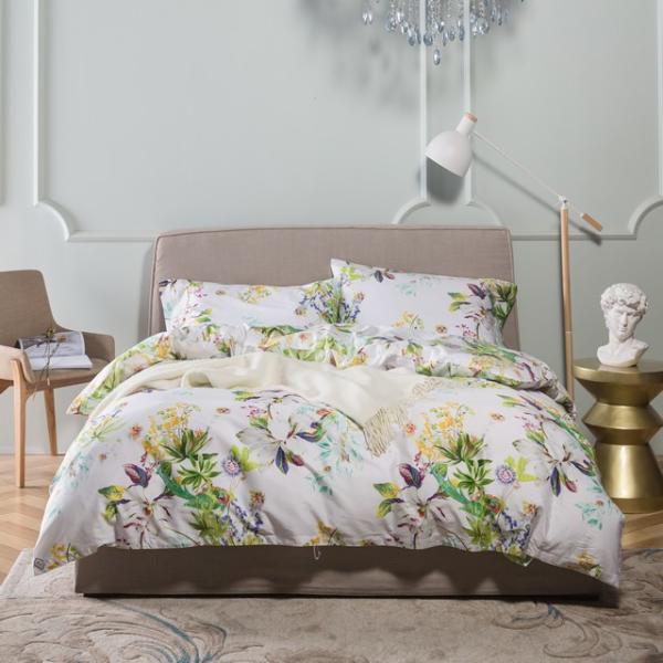 お洒落な花柄高級布団カバー３点セット(シングル) Bella19 (ベッドリネン/シーツ/掛け布団カ...