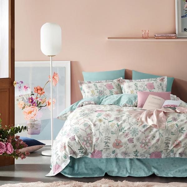 美しい布団カバー4点セット(ダブル) SDN001W (寝具カバー/ベッドリネン/ベッドカバー/シー...