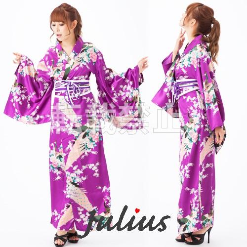 花魁系 着物ロングドレス 和柄 肩出しOK  パープル ac51         江戸 花魁道中 浴...