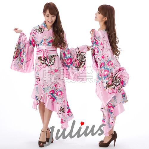 花魁系 アシンメトリー 着物ロングドレス ピンク  肩出しOK ac56       ガウン 羽織 ...