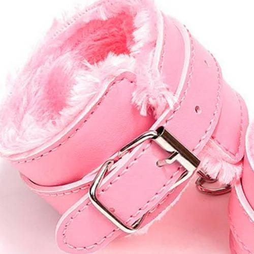 パーティグッズ コスプレアイテム ふわもこ ファー付き ハンドカフス レザー風 hol80726-2...