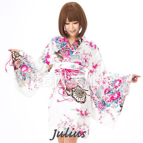 花魁系 Sexy 着物ドレス ワンピース 肩出OK！白 桜 浴衣 kc89        江戸 花魁...