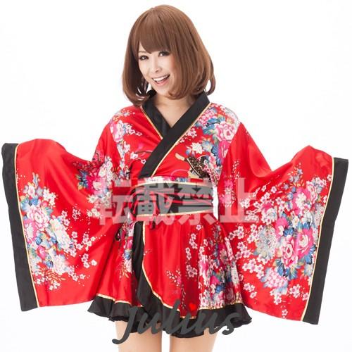 可愛い 裾フレア 花魁系 着物ドレス ワンピース 肩出しOK  赤 pc23        江戸 花...