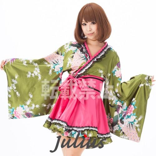Cute お姫様みたいな 花魁系 着物ドレス ワンピース 緑ｘピンク系 pc67       江戸 ...