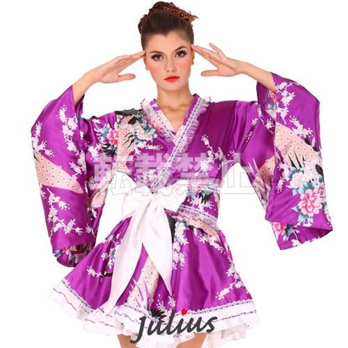 Cute お姫様 花魁 着物ドレス ワンピース/孔雀/紫/qc34【大奥 江戸 舞妓 芸者 袴 花魁...