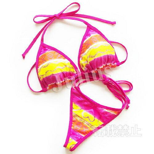 ハート ビタミンカラー Ｔバック 三角ビキニ(胸パット入) ピンク 水着 ビタミンカラー t11  ...